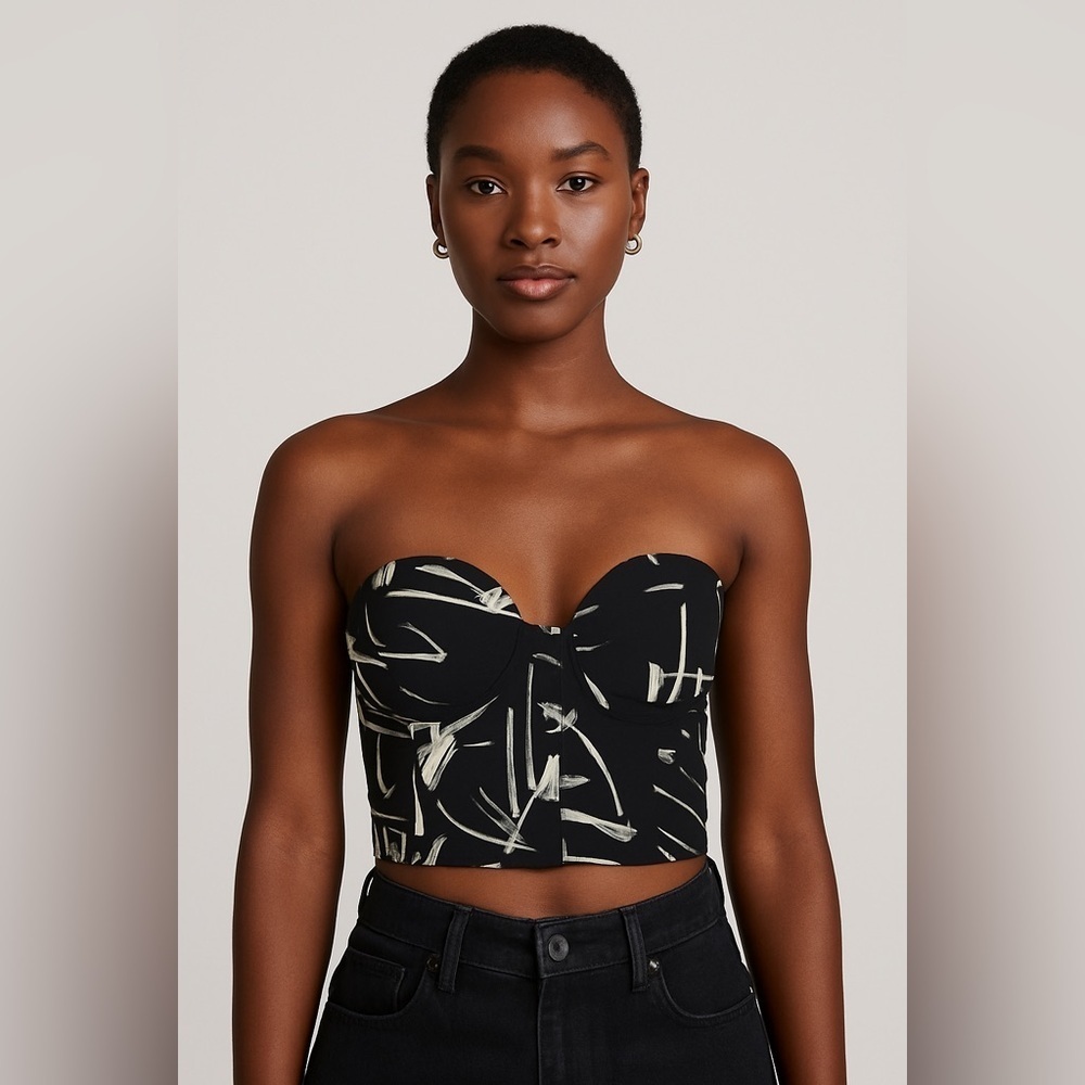 Micas Women's Black & White Cropped Corset Top